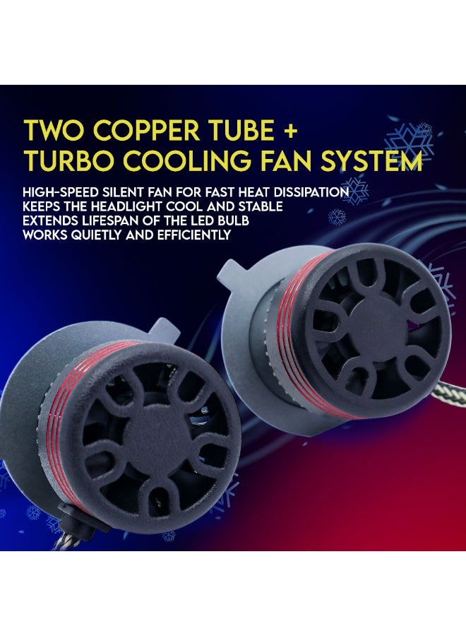 طقم لمبات ليد أمامية M8PRO عالية القوة 360 درجة (قطعتين) – H4 | 120 واط | شعاع مزدوج (عالي ومنخفض) | 6000 كلفن مع درايفر | ضمان دولي لمدة 6 أشهر - Image 4